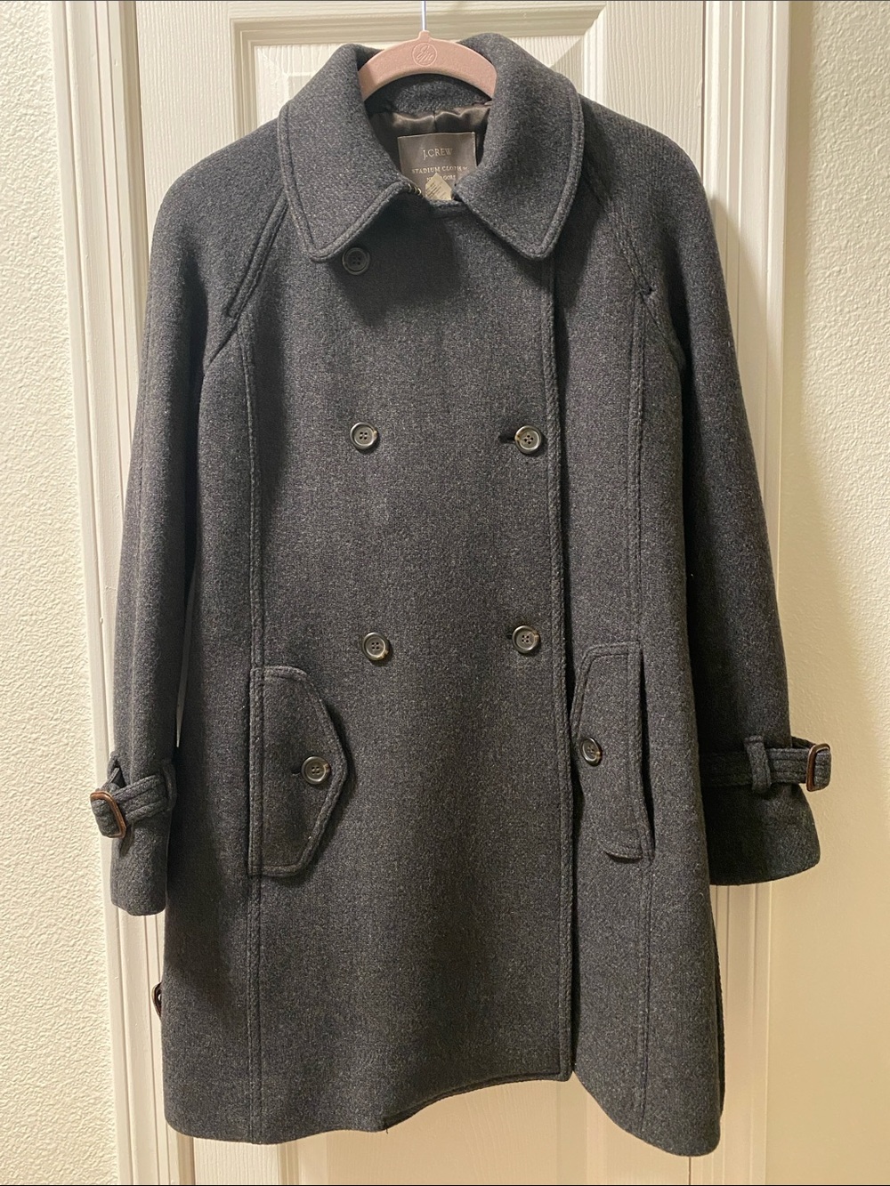 J. Crew Wool-Blend Stadium Cloth Double-Breasted Mid-length Coat - Sz 0